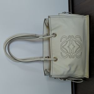 Vintage Loewe white leather shoulder bag